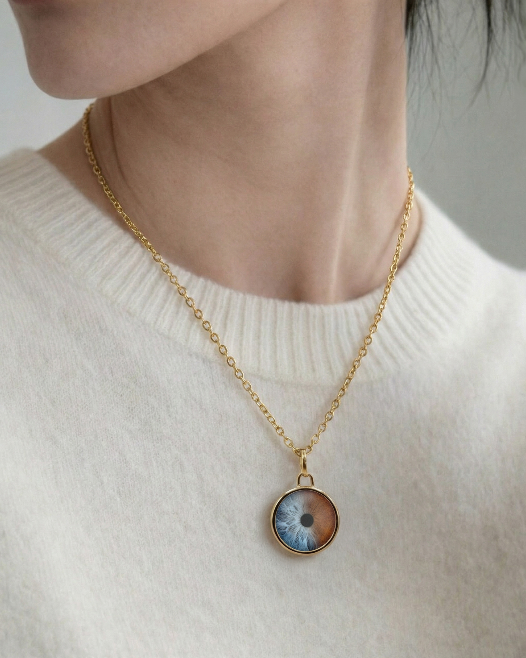 Iris artwork - gold pendant